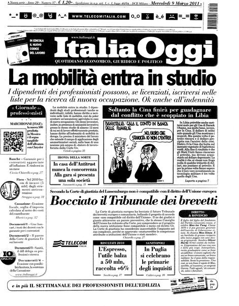 Italia oggi : quotidiano di economia finanza e politica